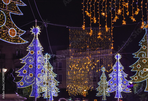 Christmas decoration in Seville, Spain Background