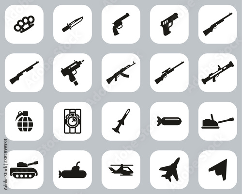 Weapons Icons Black & White Flat Design Set Big