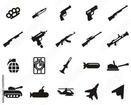 Weapons Icons Black & White Set Big
