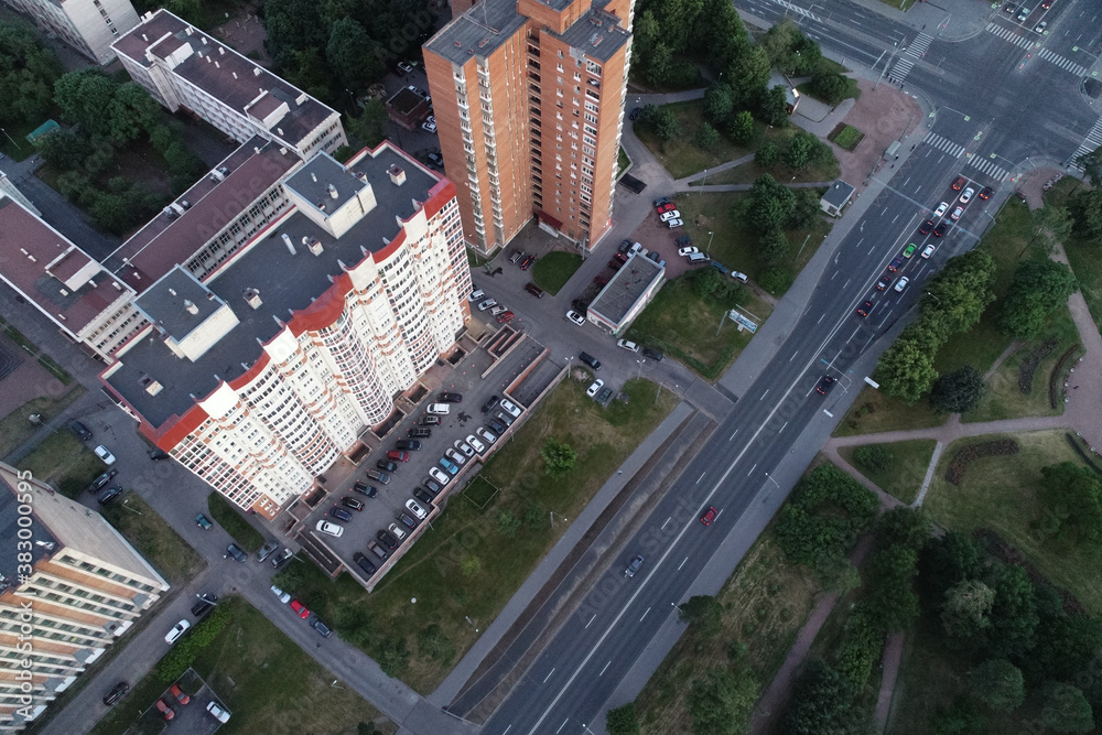 Naklejka premium Aerial Townscape of Saint Petersburg City. Kalininsky District
