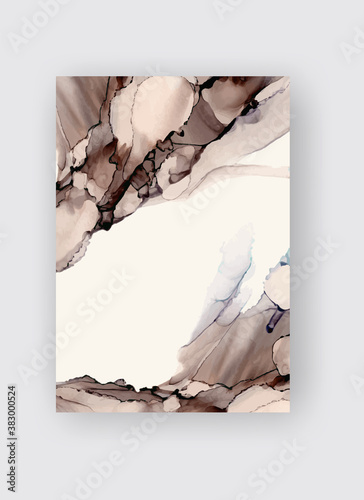 Alcohol ink vector texture banner. Fluid ink abstract background.