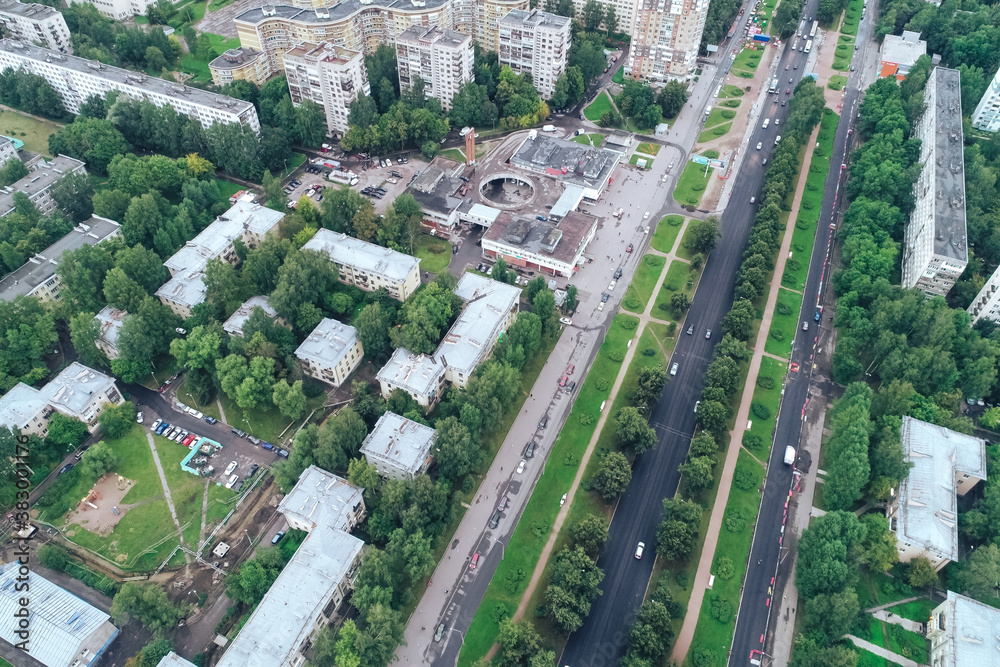 Aerial Townscape of Saint Petersburg City. Kalininsky District