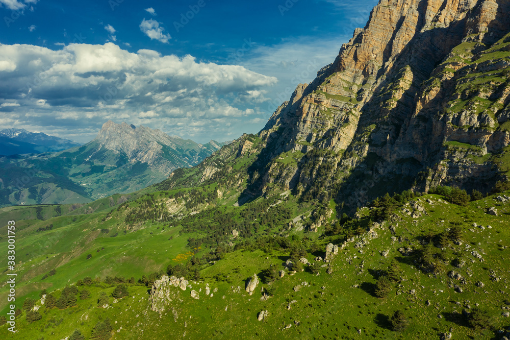 Beautiful summer landscape in Caucasus Mountains, Republic of Ingushetia, Russia
