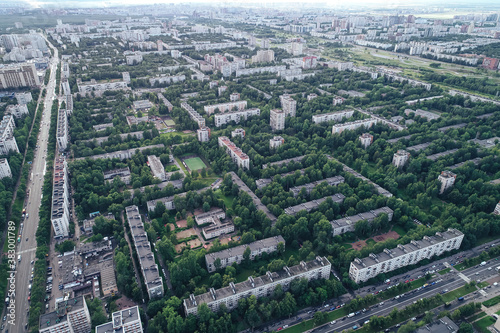 Aerial Townscape of Saint Petersburg City. Kalininsky District