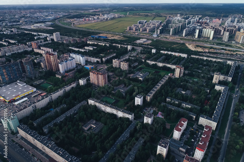 Aerial Townscape of Saint Petersburg City. Kalininsky District