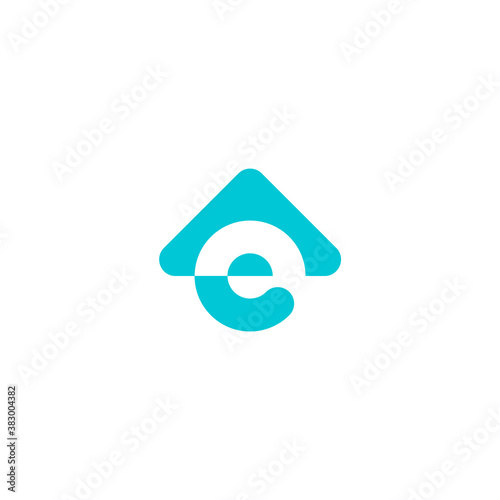 letter e logo from a circle with a triangle roof