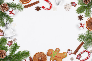 Christmas decor on white background