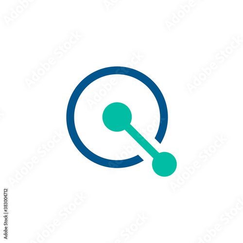 letter q logo with two circles orbiting