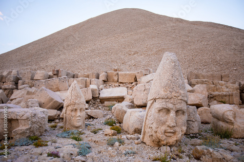 The gigantic statues of gods on mount Nemrut.
