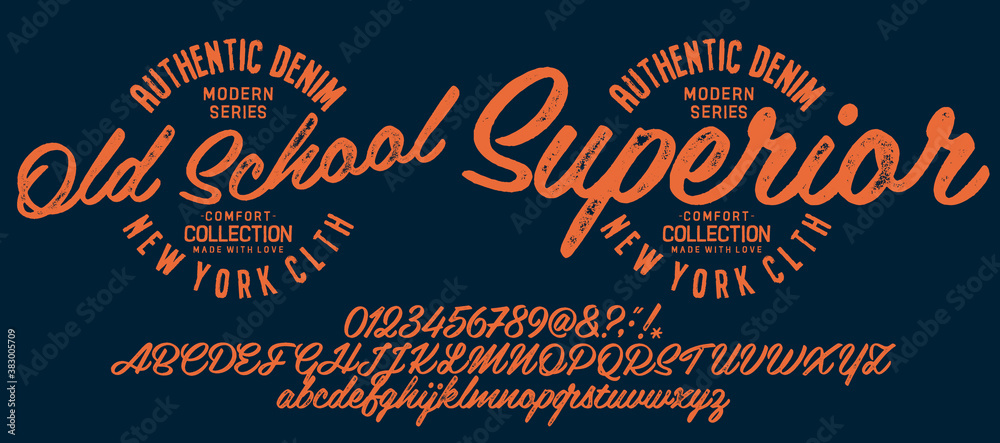 Hand drawn typeface set. Brush painted characters: lowercase and uppercase.