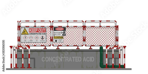 Isolated concentrated acid pool on white background