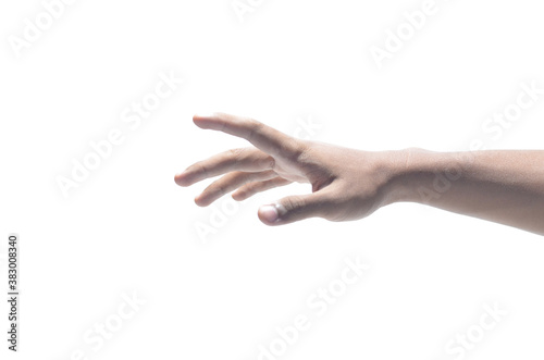 Hand Trying To Reach Something on Isolated White Background