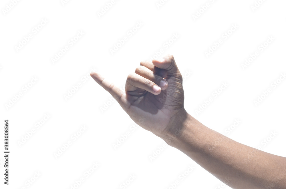 Pinky Finger Gesture on White Isolated Background Pinky Finger Gesture on White Isolated Background