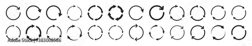 Set of circle arrows. Vector elements. Black loading symbol.