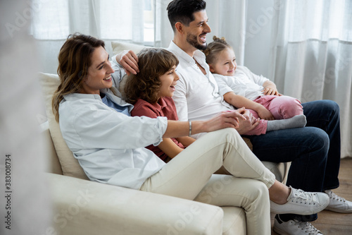 Family resting together at home