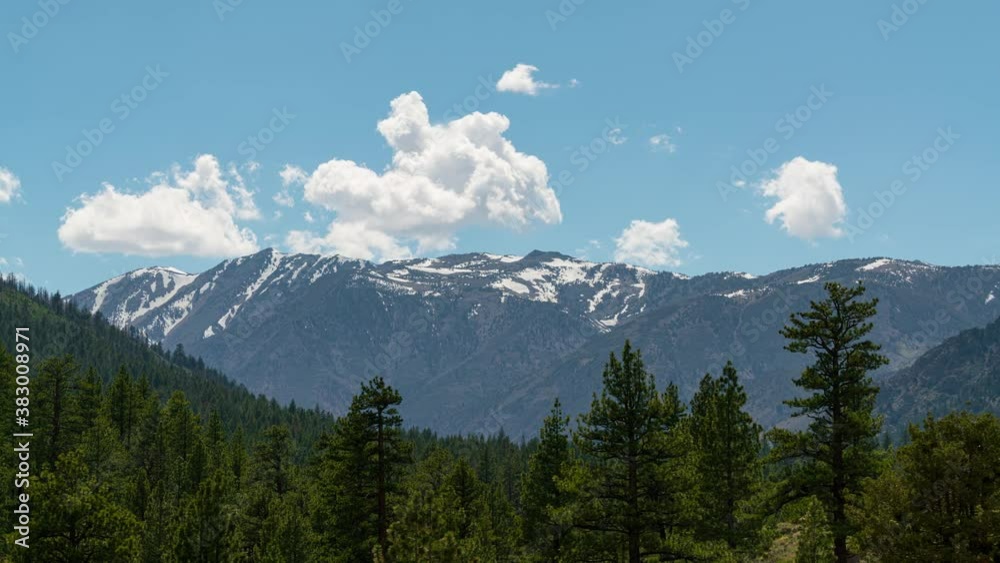 Time lapse of snow covered Sierra Nevada Peaks in Central California