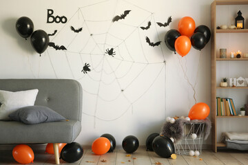 Room interior decorated for halloween
