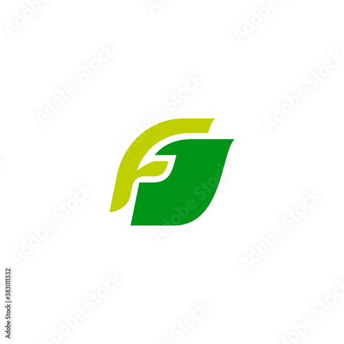 letter f logo of two geometric leaves