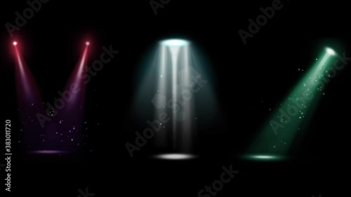three spotlights for the stage and a cool animated video