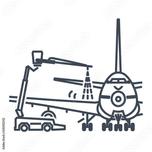 Thin line icon airport aviation safety, airplane maintenance