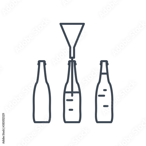 Thin line icon beverages industry, bottling, pouring drinks