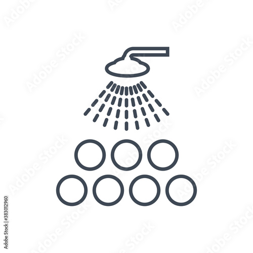 Thin line icon washing fruits and vegetables