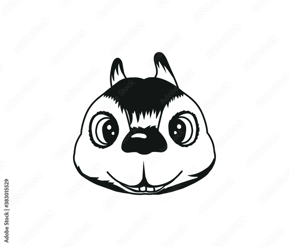 hand drawing of squirrel head vector in cartoon style