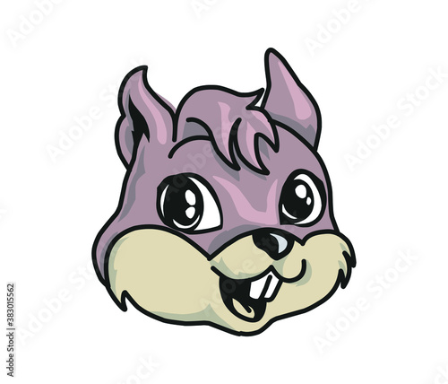 hand drawing of squirrel head vector in cartoon style