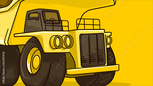 very close up Mining truck cartoon vector illustration