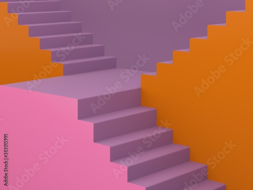 Fall colors shapes on autumn colors abstract background. Minimal  stairs podium. Scene with geometrical forms. Empty showcase for cosmetic product presentation. Fashion magazine. 3d render. 