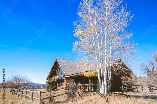 Ranch house in the fall, Ridgway, Colorado photo