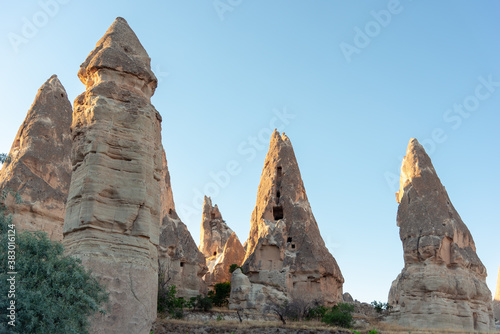Fairy chimneys against blue sky, Goreme, Kapadokya