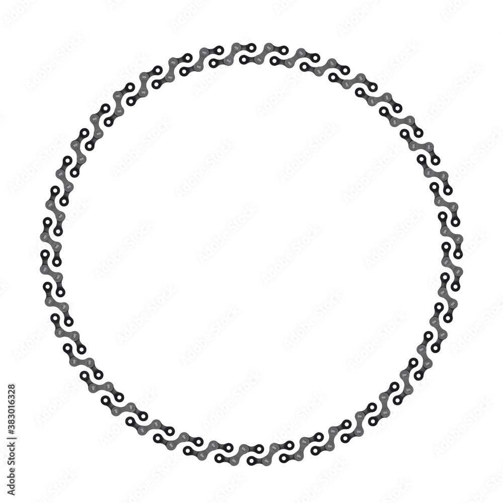 Vector template realistic bicycle chain forming circle. Isolated on white background. Vector template realistic bicycle chain forming circle. Isolated on white background.
