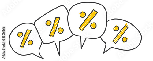 Sale, per cent, speech bubbles 
