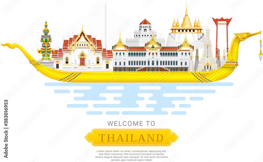 Thailand landmark travel background vector illustration Thailand landmark travel background vector illustration