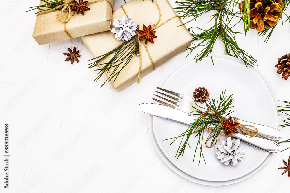 Fototapeta premium Christmas or New Year table setting