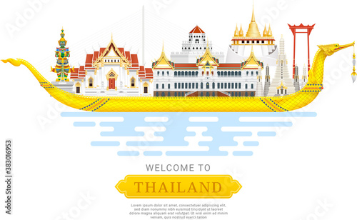 Thailand landmark travel background vector illustration