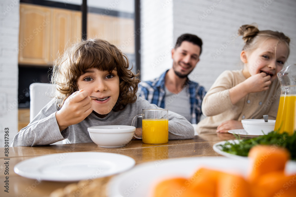 Children having breakfast