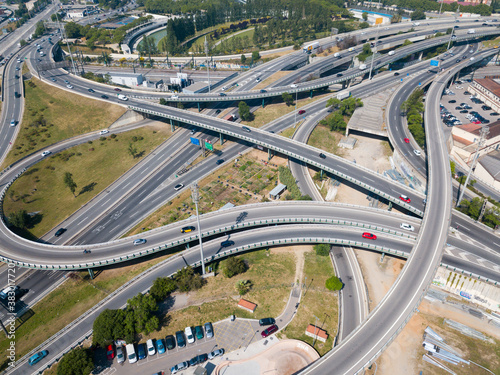 Image of cityscape of car interchange of Barcelona in the Spain. © JackF