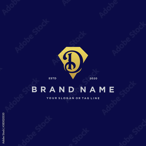 letter D diamond gold logo design