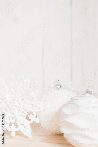 White Christmas ornament with white vintage background