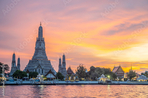 Beautiful view of Wat Arun Temple at sunset in bangkok Thailand. Wat Arun is a Buddhist temple in Bangkok Yai district of Bangkok, Thailand, Wat Arun is among the best known of Thailand's landmarks