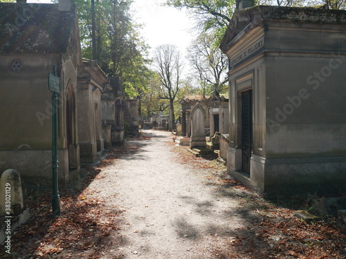 Paris, France - 2020 : Graves in the cemetery of "Père Lachaise".