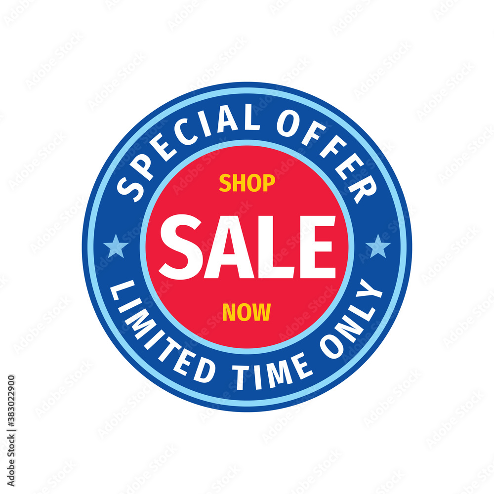 Sale badge design. Discount special offer banner. Limited time only. Abstract circle sticker. Sale badge design. Discount special offer banner. Limited time only. Abstract circle sticker.