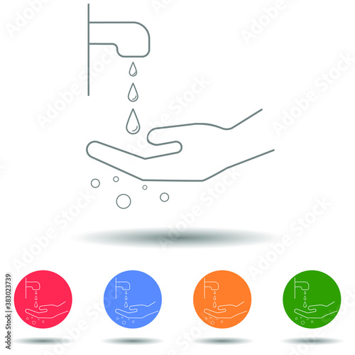 Hand wash with water vector icon isolated background