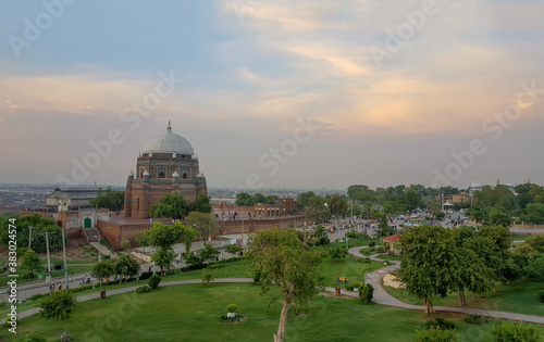 The Tomb of Shah Rukn-e-Alam located in Multan, Pakistan, is the mausoleum of the Sufi saint Sheikh Rukn-ud-Din Abul Fateh. The shrine is considered to be the earliest example of Tughluq architecture photo
