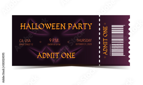 Halloween party purple ticket for admit one 