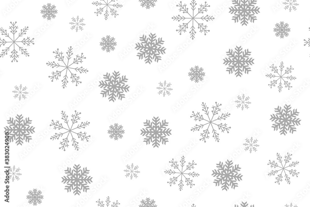 Christmas seamless pattern with snowflakes on a white background. Vecto