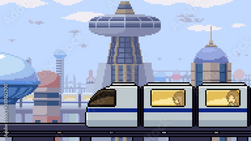 pixel art scene future city