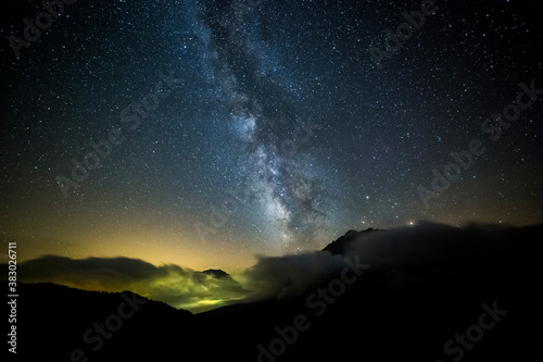 Summer Milky Way in Pedraforca mountain, Barcelona, Pyrenees, Catalonia, Spain